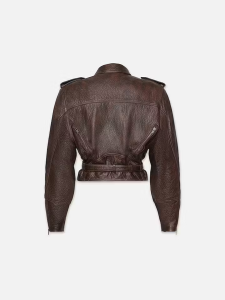 Frame Strong Shoulder Leather Moto Jacket